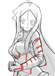 1girl armor armored_gloves armored_leotard breasts closed_hand digimon digimon_(creature) female_focus fisting fur_collar highres hudiemon leotard long_hair looking_at_another medium_breasts ph6xeivbgpimggg shoulder_armor smile solo