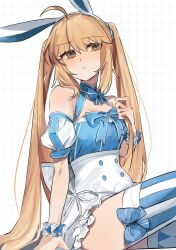 1girl 710_ao ahoge animal_ears artoria_caster_(fate) artoria_caster_(swimsuit_berserker)_(fate) artoria_caster_(swimsuit_berserker)_(second_ascension)_(fate) artoria_pendragon_(fate) blonde_hair blush breasts fake_animal_ears fate/grand_order fate_(series) green_eyes highres leggings medium_breasts rabbit_ears twintails