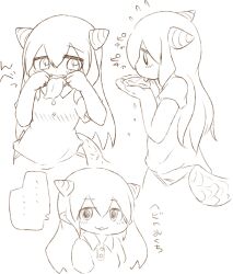 1girl artist_request dragon_girl long_tongue monochrome saliva tagme tongue tongue_out