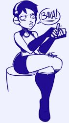 1girl asamiya_athena bike_shorts boots dress female_focus gloves hairband highres looking_at_viewer nails nojahns pants shoes short_hair sitting skirt sleeveless socks star_(symbol) the_king_of_fighters thick_thighs thighs wide_hips