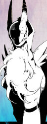 animal_focus closed_mouth cobalion gen_5_pokemon gradient_background greyscale_with_colored_background horns legendary_pokemon looking_at_viewer neck_fur nintendo no_humans pokemon pokemon_(creature) solo tetori