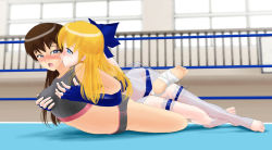 Rule 34 | #13, 2girls, femdom, grabbing another&#039;s breast, groping, molestation, multiple girls, submission hold, wrestling, wrestling ring, yuri