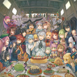 +_+ 6+boys 6+girls 633b :3 ahoge amaka_eru amane_luna anger_vein animal_ears anna_nyui annotation_request arm_up baguette banquet beret birthday_cake birthday_party black_choker black_gloves black_hair black_hat blonde_hair blue_eyes blue_hair bread brown_hair cake character_request chinese_clothes choker closed_eyes commentary_request crying defosuke demon_horns detached_sleeves double_v drooling earmuffs excited fang fangs fascinator fingerless_gloves food fork french_fries frown furry gloves green_eyes green_hair green_hat grey_hair hakaine_maiko hand_on_another&#039;s_head hand_on_another&#039;s_shoulder hands_on_own_chest happy_tears haruka_nana hat head_tilt headphones heart heart-shaped_pupils heterochromia highres holding holding_food holding_fork holding_knife holding_microphone horns indoors jacket kasane_ted kasane_teto kasane_teto_(utau) kitchen_knife knife lettuce long_hair long_sleeves looking_at_another matsudappoiyo mechanical_ears microphone mini_person minigirl moai momone_momo mouth_drool multiple_boys multiple_girls nagone_mako namine_ritsu nene_nene nizimine_kakoi number_tattoo one_eye_closed open_mouth ouka_miko overexposure partially_annotated pink_hair rabbit_ears raised_fist red_eyes red_hair robot_ears salad sandwich scarf sekka_yufu shirt shoboon short_hair shoulder_tattoo sleeveless sleeveless_shirt sleeves_past_fingers sleeves_past_wrists smile sukone_tei symbol-shaped_pupils table tail tattoo tears tongue tongue_out trap triangle_mouth twintails utane_oto utane_uta utau v v-shaped_eyebrows white_jacket white_shirt yellow_scarf yokune_ruko yurika_sai yurika_sayu zipper
