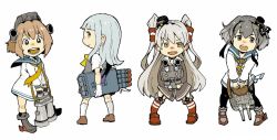 4girls amatsukaze_(kancolle) anchor_symbol binoculars black_dress black_hair black_pantyhose blue_hair blue_sailor_collar brown_hair chibi commentary_request dress garter_straps gloves grey_hair hatsukaze_(kancolle) headgear kantai_collection light_blue_hair long_hair multiple_girls neckerchief open_mouth pantyhose rensouhou-kun rudder_footwear sailor_collar sailor_dress ship_turret shirt shoes short_hair short_hair_with_long_locks socks tokitsukaze_(kancolle) torpedo_tubes two_side_up uzaki_(jiro) vest white_dress white_gloves white_sailor_collar white_shirt yukikaze_(kancolle)