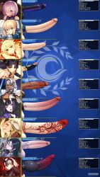 6+futa absurdres ahoge animal_penis artist_name artoria_pendragon_(fate) ball_bra black_hair blonde_hair caenis_(fate) character_name chart comparison dark-skinned_female dark_skin erection fate/grand_order fate_(series) futanari green_eyes grey_hair hair_over_one_eye highres horns huge_penis ibaraki_douji_(fate) ishtar_(fate) jeanne_d&#039;arc_(fate) knotted_penis kushishekku large_penis long_hair long_image looking_at_viewer mash_kyrielight medium_penis minamoto_no_raikou_(fate) mordred_(fate) multiple_futa multiple_girls penis penis_chart penis_comparison penis_ornament penis_size_comparison pink_hair purple_eyes short_hair shuten_douji_(fate) small_penis statistics testicles uncensored veins veiny_penis yellow_eyes