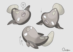 ...? ^_^ absurdres animal_focus artist_name blinking_inside_eyes closed_eyes closed_mouth commentary commentary_request english_commentary fish flatfish flopping full_body game_freak gen_5_pokemon grey_background greyscale heart highres monochrome multiple_views nintendo no_humans open_mouth ouran pokemon pokemon_(creature) pupil_blink shiny_skin signature simple_background speech_bubble spoken_heart stunfisk