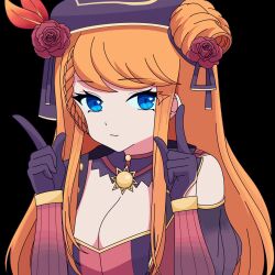 animated animated_gif beret black_gloves blue_eyes braid breasts chuunibyou_demo_koi_ga_shitai! detached_sleeves erickmind finger_twirl flower gloves hair_bun hat highres long_hair lucy_monroe meme non-web_source orange_hair original