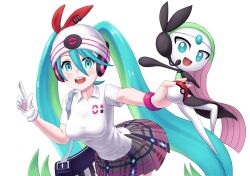 1girl els_(ljhlee12) gen_5_pokemon hatsune_miku legendary_pokemon meloetta mythical_pokemon nintendo pokemon pokemon_(creature) project_voltage psychic_miku_(project_voltage) transparent_background vocaloid