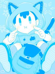 animal_hood artist_request backpack bad_tag bag black_hair cat_hood child hat hood hoodie legs mother_(series) mother_2 ness_(mother_2) nintendo pout red_hat shirt shoes shota striped_clothes striped_shirt super_smash_bros. sweater