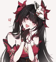 1girl bare_shoulders black_gloves black_hair gloves head_tilt honkai:_star_rail honkai_(series) jako_gnsn mask mask_on_head single_glove solo sparkle_(honkai:_star_rail)
