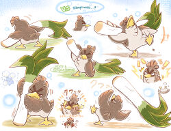 Rule 34 | !, animal, bird, closed eyes, closed mouth, dated, duck, english text, food, full body, galarian farfetch&#039;d, galarian form, gen 2 pokemon, gen 8 pokemon, holding, holding food, holding vegetable, jumpluff, nervous sweating, nintendo, no humans, nose bubble, pebble, pokemon, pokemon (creature), scared, shuri (syurigame), signature, slapping, sleepy, spring onion, squeans, standing, standing on one leg, sweat, thick eyebrows, translation request, tripping, v-shaped eyebrows, vegetable