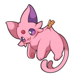 Rule 34 | absurdres, animal focus, blush, espeon, forehead jewel, full body, gen 2 pokemon, hanging, highres, nintendo, no humans, open mouth, pawpads, pokemon, pokemon (creature), purple eyes, sevi (seviyummy), sidelocks, smile, solo