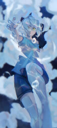 1girl air_bubble bubble caustics dandelion_o2 fish highres lips looking_at_viewer ocean open_mouth original short_hair solo underwater water wet