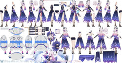 Rule 34 | black sandals, blue eyes, blue nails, citlali (genshin impact), citlalin (genshin impact), facial mark, fingerless gloves, genshin impact, gladiator sandals, gloves, hair ornament, high heel sandals, itzpapa (genshin impact), multicolored hair, pink hair, purple hair, reference sheet, sandals, stuffed toy, vision (genshin impact)