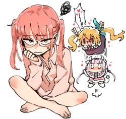 ! !! 0_0 10s 3girls age_difference bare_legs barefoot beads black_dress blonde_hair blunt_bangs blush bow capelet chibi child closed_mouth collarbone collared_shirt dragon_girl dragon_horns dragon_tail dress fang full-face_blush glasses gloves hair_beads hair_between_eyes hair_bow hair_ornament hand_up hands_up head_rest heart heart_in_mouth horns indian_style jumping kanna_kamui kobayashi-san_chi_no_maidragon kobayashi_(maidragon) light_purple_hair long_hair looking_at_another looking_at_viewer low_twintails maid maid_headdress motion_lines multiple_girls necktie no_pants nose_blush onee-loli open_mouth outstretched_arms petite pink_bow pink_dress pink_hair pink_shirt puffy_short_sleeves puffy_sleeves red_necktie saiver321 shirt short_sleeves simple_background sitting slit_pupils smile squiggle sweatdrop tail tohru_(maidragon) twintails white_background white_gloves white_legwear white_shirt yellow_eyes yuri |_| ||_||