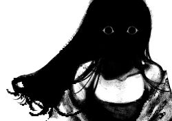 1girl absurdres black_eyes highres looking_at_viewer monochrome nxhqt simple_background sweater tagme tank_top white_background