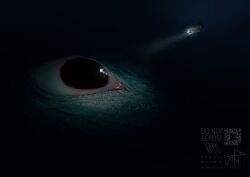 artist_name black_eyes chinese_text commentary_request creature deep_sea english_text highres horror_(theme) joki_yoh korean_text light light_particles mixed-language_text monster ocean original qr_code size_difference submarine twitter_username watercraft