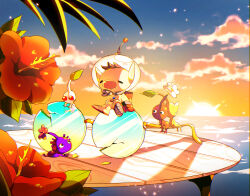 1boy backpack bag big_nose black_eyes blue-tinted_eyewear blue_sky brown_hair buttons closed_eyes cloud colored_skin commentary_request crack cracked_glass flower glasses gloves gradient_sky hibiscus leaf light_particles lying mini_person miniboy nintendo no_mouth ocean olimar on_stomach opaque_glasses orange_sky palm_tree parted_lips pikmin_(creature) pikmin_(series) pink_flower pointy_ears pointy_nose purple_hair purple_pikmin purple_skin red_bag red_eyes red_flower red_gloves red_pikmin red_skin round_eyewear shirushiki short_hair sitting sky solid_circle_eyes spacesuit sun sunset table tinted_eyewear tree unworn_eyewear very_short_hair whistle white_flower white_pikmin white_skin yellow_pikmin