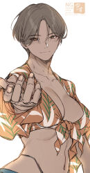 1girl breasts dark_skin large_breasts navel short_hair swimsuit tagme yasunososaku