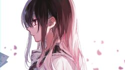 Rule 34 | black hair, danjou sora, earrings, from side, jewelry, original, red eyes, school uniform, simple background, white background