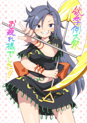 1girl arm_ribbon duplicate explosive grey_eyes grey_hair harusame_(unmei_no_ikasumi) himemushi_momoyo holding holding_pickaxe holding_shovel long_hair mullet orange_ribbon pickaxe pixel-perfect_duplicate ribbon shovel solo touhou