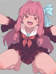 1girl dress highres kotonoha_akane looking_at_viewer open_mouth pink_hair semicolonize solo voiceroid