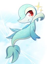 closed_mouth full_body gen_5_pokemon highres looking_at_viewer nintendo no_humans pokemon pokemon_(creature) pokemon_focus red_eyes simple_background smile snivy solo star_(symbol) tail yajetaa