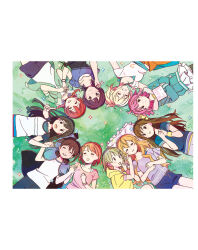 6+girls artbook asaka_karin black_eyes black_hair blonde_hair blue_shirt blue_shorts braid brown_hair closed_eyes emma_verde grass green_hood grey_hair highres hood hoodie konoe_kanata long_hair love_live! love_live!_nijigasaki_high_school_idol_club lying miyashita_ai multiple_girls nakasu_kasumi neo_sky_neo_map!_(love_live!) non-web_source official_art on_back osaka_shizuku pink_hair pink_shirt purple_hair shirt short_hair shorts sleeping smile takasaki_yu tennoji_rina twin_braids twintails uehara_ayumu yellow_hoodie yuki_setsuna