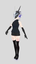 1girl 3d artist_name artist_request black_gloves blue_eyes bodysuit breasts covered_eyes dragon_girl elbow_gloves female_focus gloves helmet helmet_over_eyes long_glove long_hair looking_at_viewer medium_breasts model sidelocks solo solo_focus swordsoul_of_mo_ye white_background white_hair yu-gi-oh!