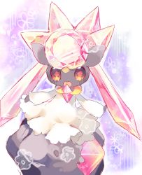 blush diancie gen_6_pokemon gradient_background legendary_pokemon looking_at_viewer mythical_pokemon nekoto_rina nintendo pokemon pokemon_(creature) striped_background tagme