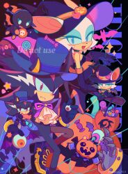 Rule 34 | 1boy, 1girl, alternate costume, chibi, chinese commentary, commentary request, demon, halloween, halloween costume, hat, highres, lazy kun, no humans, pumpkin, rouge the bat, shadow the hedgehog, sonic (series), trick or treat, witch, witch hat