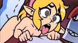 @_@ animated animated_gif blonde_hair cheerleader_link cum cum_in_ass ejaculation group_sex nintendo sidon speedoru the_legend_of_zelda the_legend_of_zelda:_breath_of_the_wild third-party_edit threesome trap x-ray yaoi