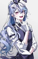 1boy absurdres androgynous black_bow black_bowtie blue_hair blush bow bowtie braid butler eyelashes gloves gradient_background grey_hair hair_between_eyes hair_ornament hairpin high_ponytail highres holostars holostars_english kumaaa_yay long_hair looking_at_viewer male_focus multicolored_hair multiple_hairpins octavio open_mouth pink_eyes ponytail shirt smile solo sparkle teeth upper_body virtual_youtuber white_gloves white_hair score:0 rating:general Rule 34 | 1boy, absurdres, androgynous, black bow, black bowtie, blue hair, blush, bow, bowtie, braid, butler, eyelashes, gloves, gradient background, grey hair, hair between eyes, hair ornament, hairpin, high ponytail, highres, holostars, holostars english, kumaaa yay, long hair, looking at viewer, male focus, multicolored hair, multiple hairpins, octavio, open mouth, pink eyes, ponytail, shirt, smile, solo, sparkle, teeth, upper body, virtual youtuber, white gloves, white hair