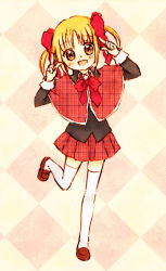 1girl blonde_hair brown_eyes ribbon shoes shugo_chara! thighhighs yuiki_yaya