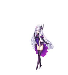 Rule 34 | 1girl, ahoge, amakubo yuri, black gloves, boots, breasts, corruption, dark persona, elbow gloves, full body, game cg, gloves, hair ornament, high heels, highleg, highleg leotard, highres, kouyoku senki exs-tia, large variant set, leotard, long hair, looking at viewer, non-web source, official art, purple eyes, red eyes, rextia lili, showgirl skirt, simple background, small breasts, solo, tachi-e, thigh boots, thighhighs, transparent background, twintails, variant set, very long hair, white hair