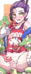 1boy 1other absurdres anal anal_object_insertion artist_name bar_censor bare_shoulders bestiality blush bottomless censored falco_arrow fellatio gen_9_pokemon happy_new_year highres hydrapple kieran_(pokemon) new_year nintendo object_insertion open_mouth oral penis pokemon pokemon_(creature) pokemon_sv pokephilia purple_hair red_tank_top shota spread_legs sweat tank_top testicles tongue tongue_out wide_spread_legs yaoi yellow_eyes