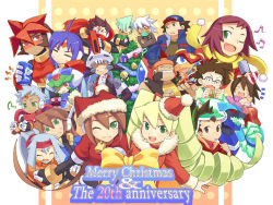 00s 6+boys 6+girls aaron_boreal_(mega_man) aeolus_(mega_man) aile_(mega_man_zx) ashe_(mega_man) atlas_(mega_man) bud_bison_(mega_man) cancer_bubble_(mega_man) capcom christmas drill_hair colored_bangs everyone geo_stelar_(mega_man) green_eyes hope_stelar_(mega_man) luna_platz_(mega_man) mega_man_(series) mega_man_star_force_(series) mega_man_zx mega_man_zx_advent met_(mega_man) multiple_boys multiple_girls omega-xis_(mega_man) one_eye_closed pandora_(mega_man) prometheus_(mega_man) red_eyes santa_costume shigehiro_(hiroi_heya) siarnaq_(mega_man) solo_(mega_man) sonia_strumm_(mega_man) thetis_(mega_man) vent_(mega_man) wink zack_temple_(mega_man)