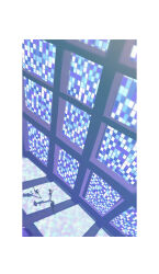 3boys absurdres blue_theme border epel_felmier from_above hat highres male_focus multiple_boys oji-sama_(ochi4t) rook_hunt running shadow stained_glass twisted_wonderland vil_schoenheit walking white_border wide_shot window_shadow