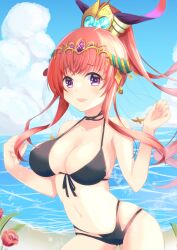 1girl bad_id bad_twitter_id bikini breasts grimms_notes large_breasts pink_hair platonic_aki purple_eyes shadow_morgiana_(grimms_notes) solo swimsuit