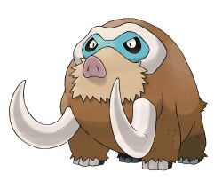 animal_focus full_body gen_4_pokemon highres mamoswine nintendo no_humans nostrils official_art pig_nose pokemon pokemon_(creature) pokemon_dppt pokemon_focus simple_background solo sugimori_ken third-party_source tusks white_background