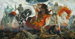 6+boys bow_(weapon) commentary creature death_(entity) english_commentary fine_art_parody fire four_horsemen_of_the_apocalypse_(1887_painting) gen_1_pokemon gen_2_pokemon gen_5_pokemon gen_7_pokemon grim_reaper holding holding_bow_(weapon) holding_sword holding_weapon keldeo keldeo_(ordinary) legendary_pokemon male_focus mareep mudsdale multiple_boys mythical_pokemon nintendo ommanyte parody pokemon pokemon_(creature) rainbow rapidash riding riding_pokemon skeleton sword weapon zebstrika