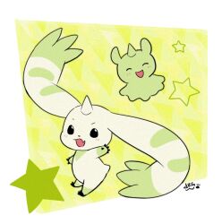 Rule 34 | digimon, digimon (creature), gummymon, horns, looking at viewer, no humans, open mouth, signature, single horn, slayer dramonz, star (symbol), terriermon