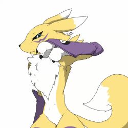 1girl animated black_sclera blue_eyes claws colored_sclera digimon digimon_(creature) female_focus fox renamon solo tail video yin_yang