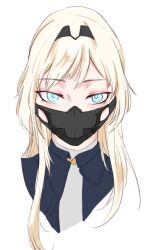 1girl an-94_(girls&#039;_frontline) blonde_hair blue_eyes cy9 girls&#039;_frontline jacket long_hair looking_at_viewer mask mask_on_head solo uid:41624170 upper_body white_background