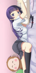 Rule 34 | 1girl, absurdres, ass, bed sheet, black eyes, black hair, black skirt, black socks, blunt bangs, blush, breasts, commentary, feet out of frame, gokou ruri, hairband, highres, hime cut, ipad, kneehighs, long hair, looking at viewer, lying, mixed-language commentary, mole, mole under eye, nail polish, on stomach, ore no imouto ga konna ni kawaii wake ga nai, panties, pantyshot, pillow, pink nails, scarletsky, shirt, short sleeves, skirt, small breasts, socks, solo, stuffed animal, stuffed toy, tablet pc, underwear, unworn hairband, white panties, white shirt