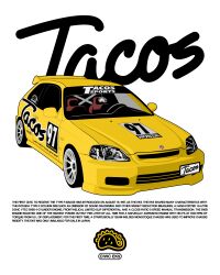 absurdres car english_text highres honda honda_civic honda_civic_type_r kai_studio motor_vehicle no_humans original race_vehicle racecar simple_background spoiler_(automobile) v vehicle_focus vehicle_name white_background yellow_car