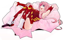 1990s_(style) 1girl az0212 bad_id bad_pixiv_id blue_eyes elbow_gloves facial_mark female_focus gloves houshin_engi leotard long_hair pink_hair retro_artstyle so_dakki solo