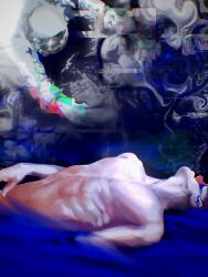 Rule 34 | 2others, astronaut, blood, blue blood, broken skull, distortion, glitch, hand on own wrist, helmet, highres, hole in head, kim dokja, lying, macaronijail, multiple others, omniscient reader&#039;s viewpoint, on back, open skull, reaching, reaching towards another, ribs, skinny, space helmet, sparkle, tongue, tongue out, yoo joonghyuk