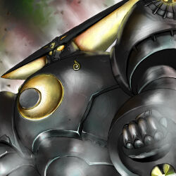 clenched_hand crescent highres mecha mikazuki_zero robot tekkouki_mikazuki tmt_(abyssabyss) tokusatsu upper_body yellow_eyes