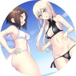 2girls artist_request bikini character_request groin lowleg multiple_girls smile strike_witches swimsuit tagme world_witches_series